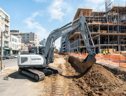 Urban excavation with electric excavator